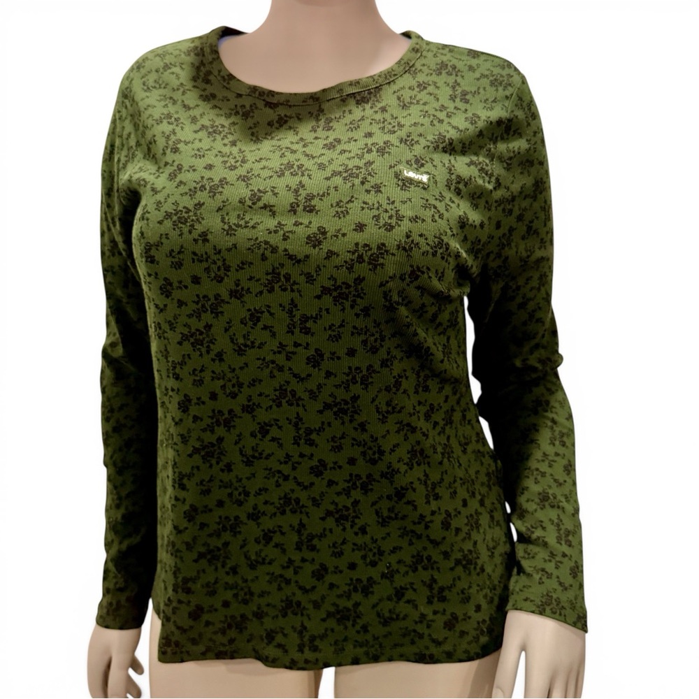 Levi's Women's 2X Hayes Long-Sleeve Crewneck Tee Curie Floral Mountain View